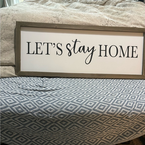 LETS  STAY HOME WALL ART.  36X14 - Picture 2 of 2